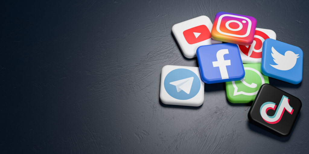 Ikoner som föreställer sociala medier